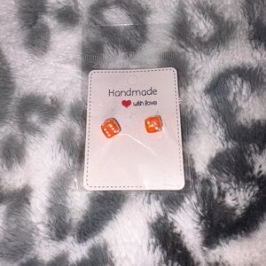 Quirky Orange Dice Earrings
